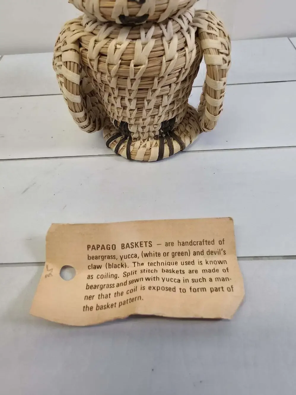 TOHONO O'ODHAM PAPAGO NATIVE AMERICAN OWL EFFIGY BASKET BIRD VTG Weaving